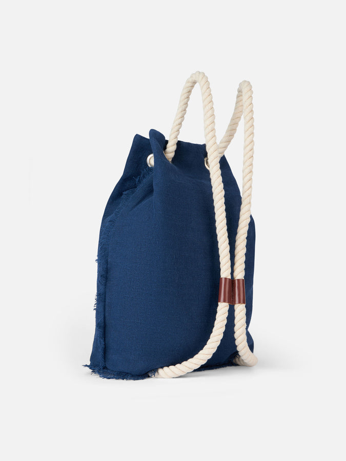 Mc2 Saint Barth Blue Boat Linen Backpack