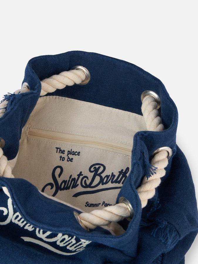Mc2 Saint Barth Blue Boat Linen Backpack
