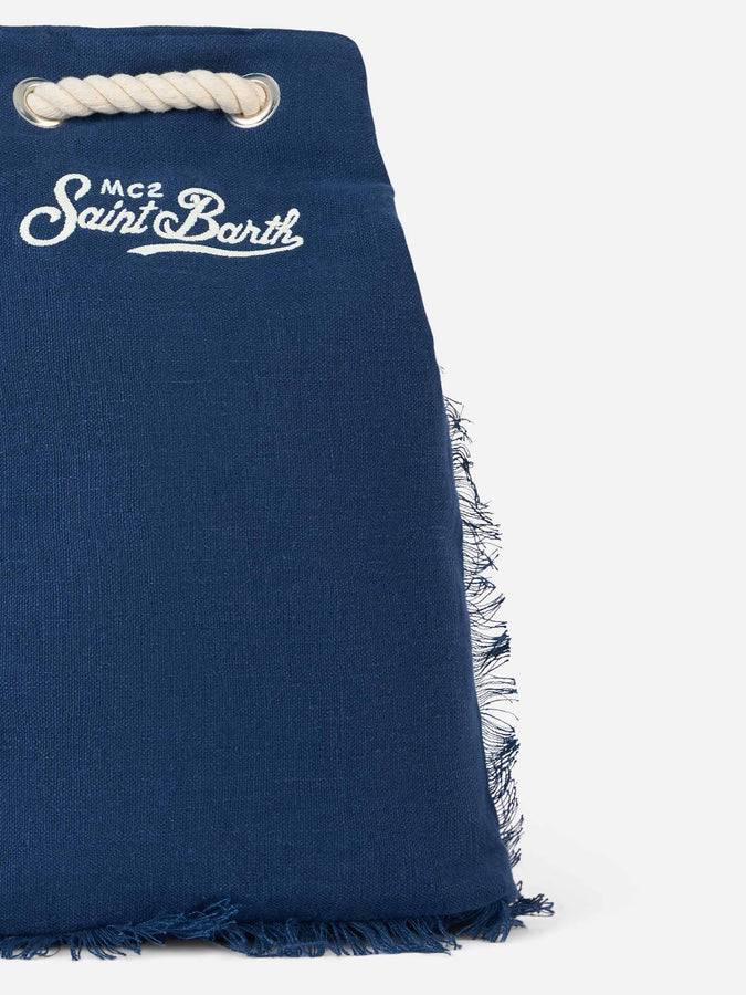 Mc2 Saint Barth Blue Boat Linen Backpack