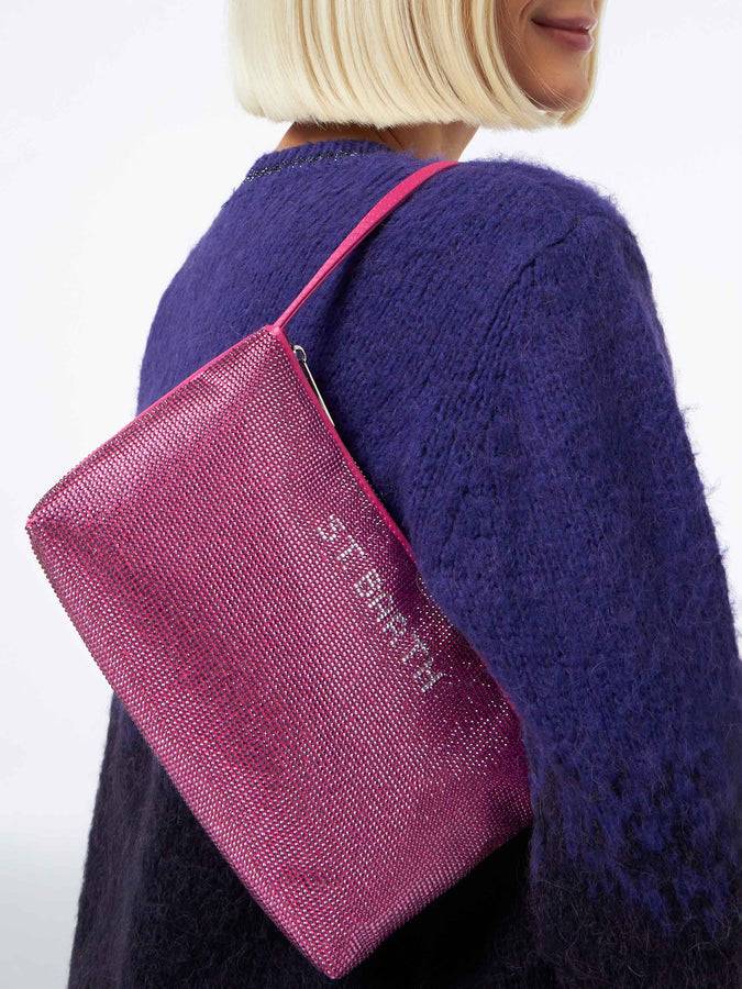 Mc2 Saint Barth Borsa Mini Con Strass Fucsia