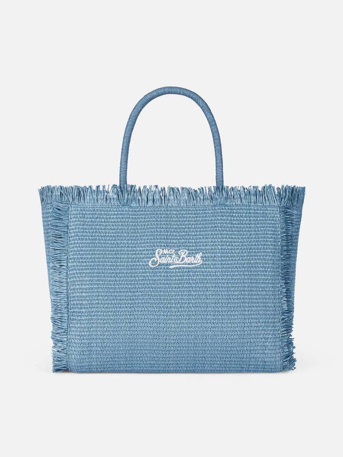 Mc2 Saint Barth Borsa Tote In Denim Vanity Straw