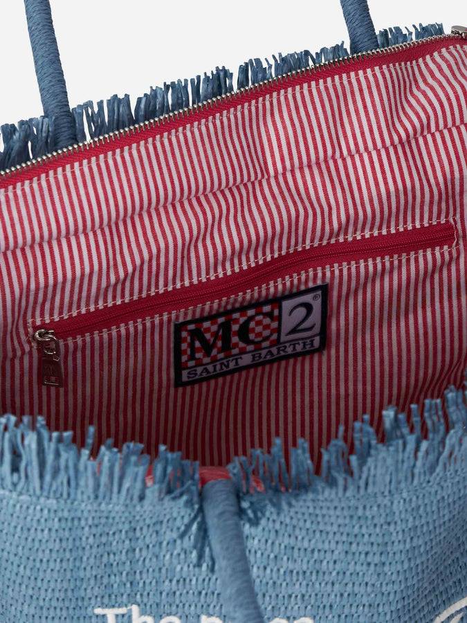 Mc2 Saint Barth Borsa Tote In Denim Vanity Straw