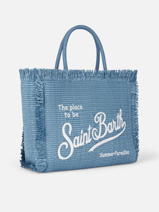 Mc2 Saint Barth Borsa Tote In Denim Vanity Straw