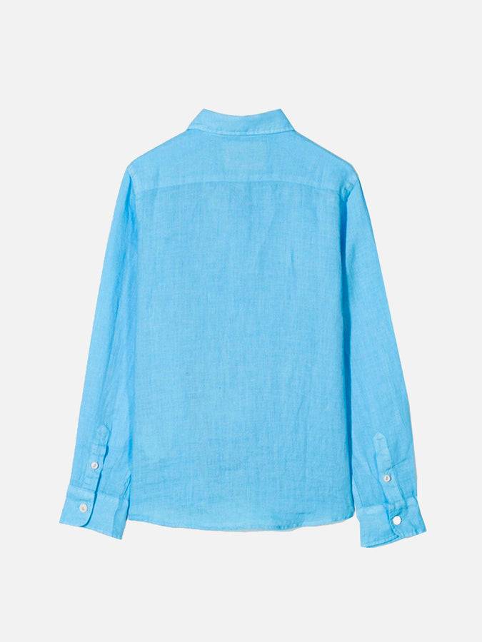 Mc2 Saint Barth Camicia Da Bambino In Lino Celeste