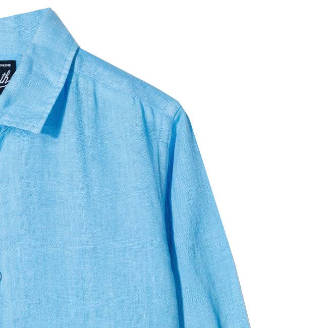Mc2 Saint Barth Camicia Da Bambino In Lino Celeste