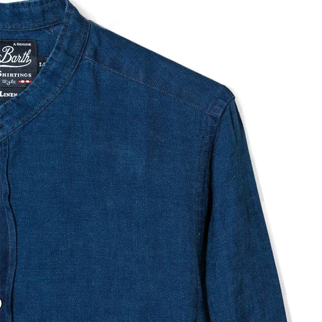 Mc2 Saint Barth Camicia Da Bambino In Lino Denim