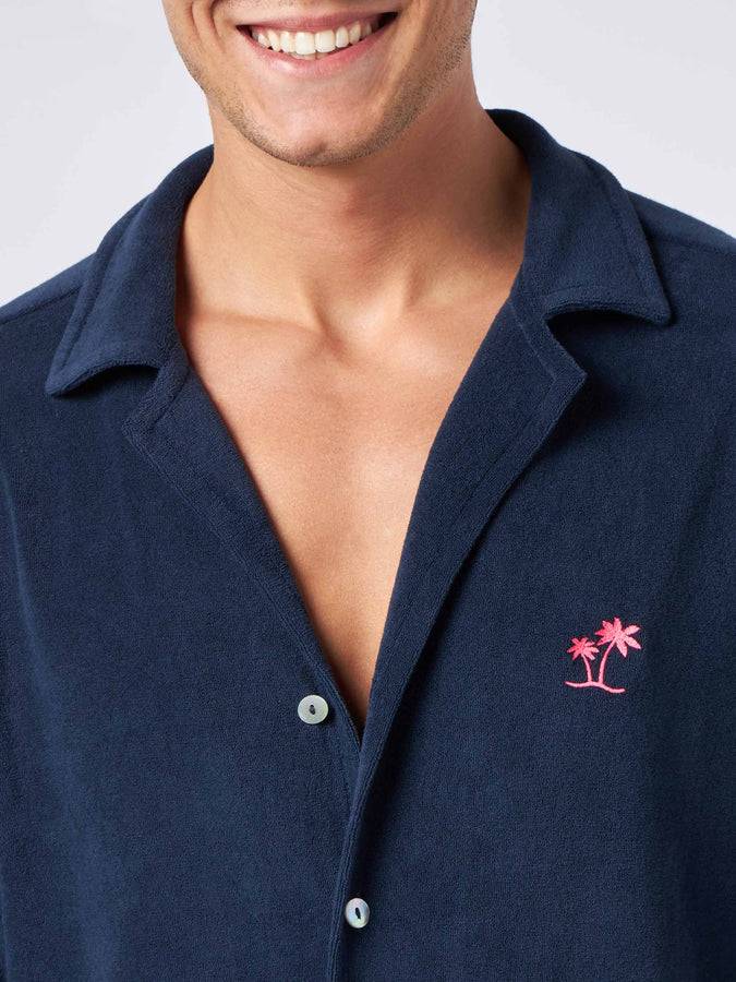 Mc2 Saint Barth Camicia Da Uomo In Spugna Blu Navy