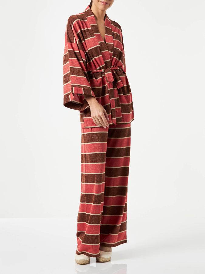 Mc2 Saint Barth Cardigan Kimono In Maglia A Righe