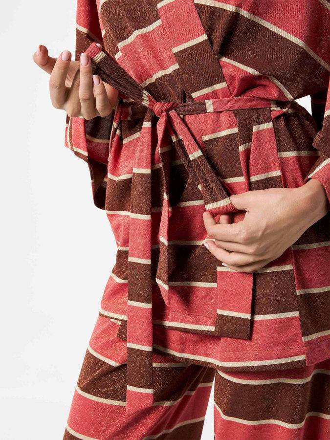 Mc2 Saint Barth Cardigan Kimono In Maglia A Righe