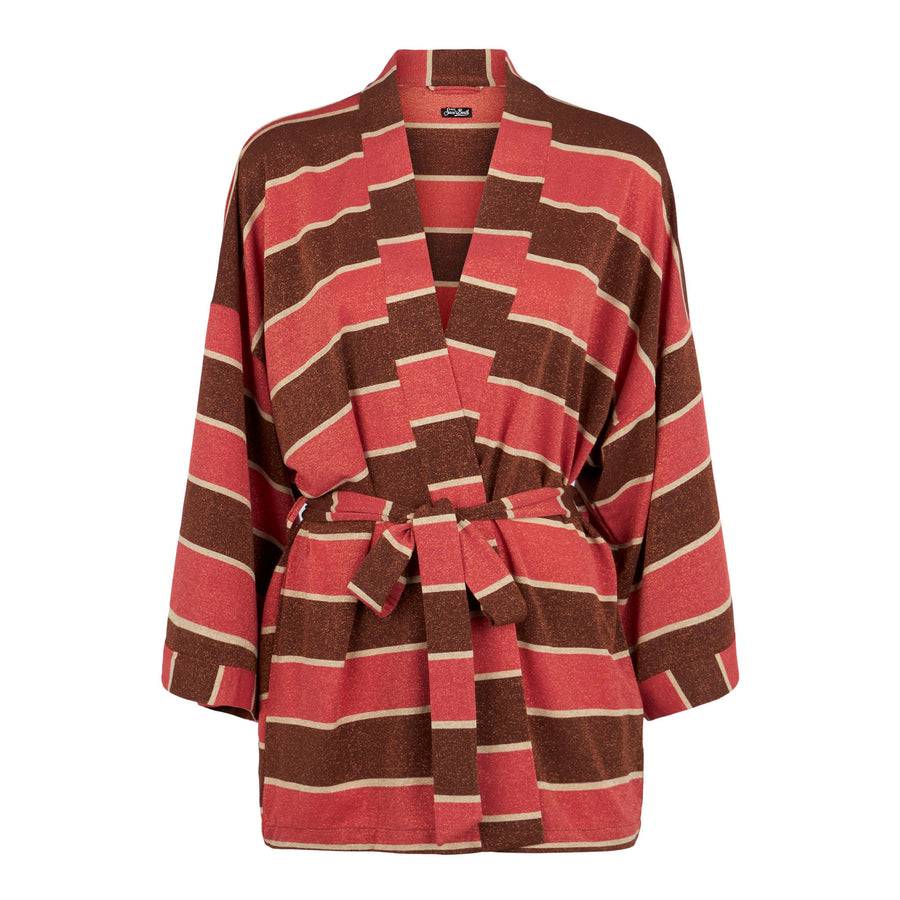 Mc2 Saint Barth Cardigan Kimono In Maglia A Righe
