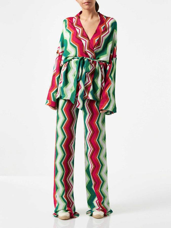 Mc2 Saint Barth Cardigan Kimono In Maglia Chevron
