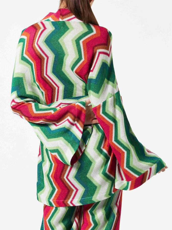 Mc2 Saint Barth Cardigan Kimono In Maglia Chevron