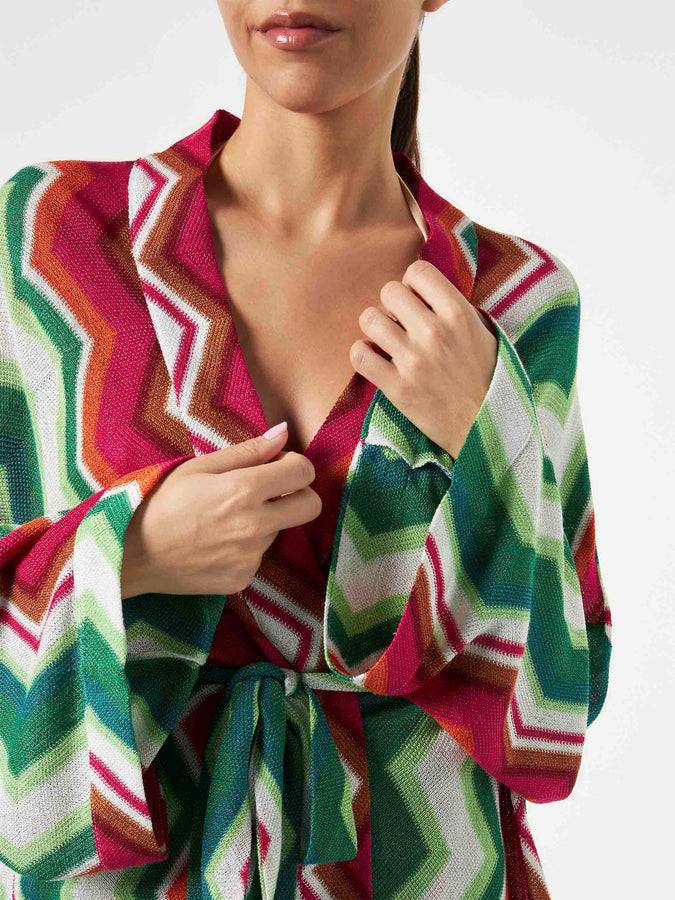 Mc2 Saint Barth Cardigan Kimono In Maglia Chevron