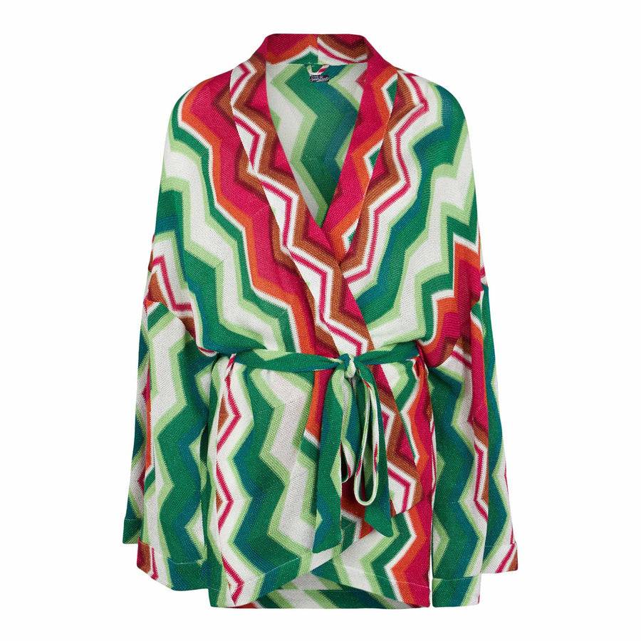 Mc2 Saint Barth Cardigan Kimono In Maglia Chevron