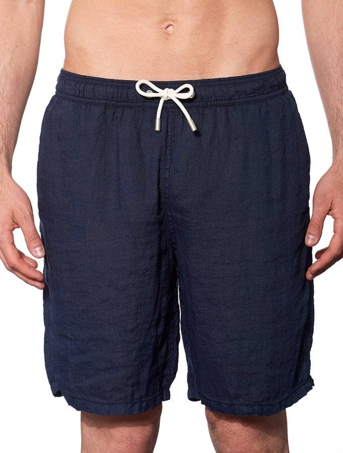 Mc2 Saint Barth Costume Da Bagno Lungo In Lino Blu