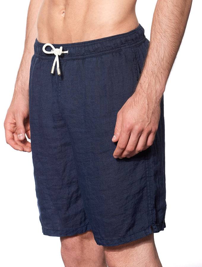 Mc2 Saint Barth Costume Da Bagno Lungo In Lino Blu