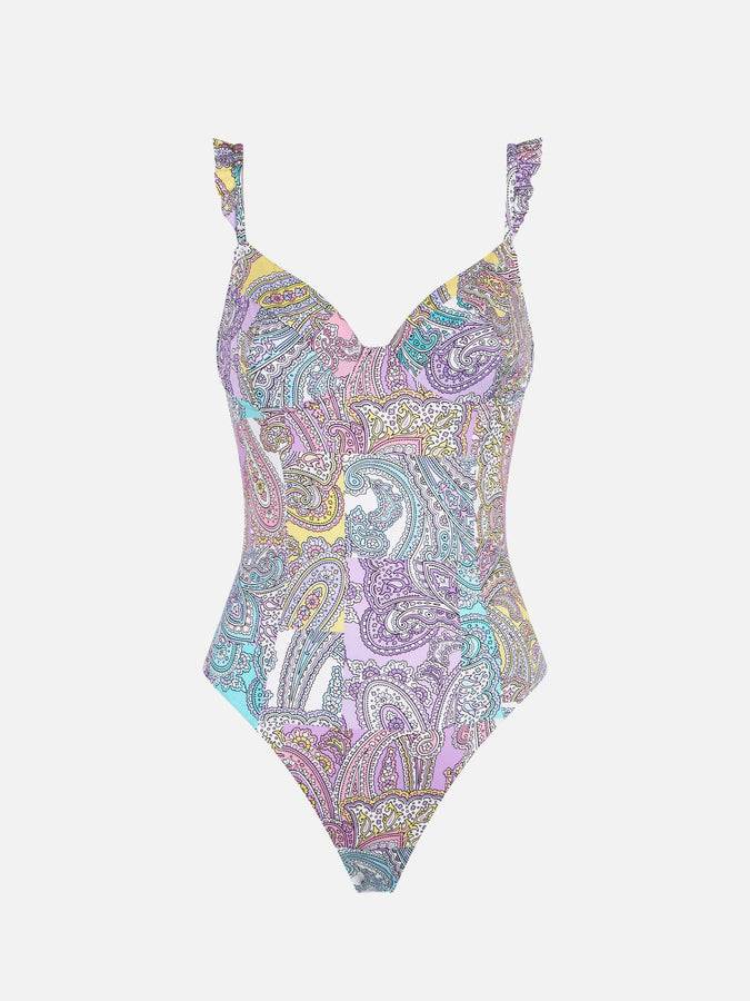 Mc2 Saint Barth Costume Intero Con Volant Paisley