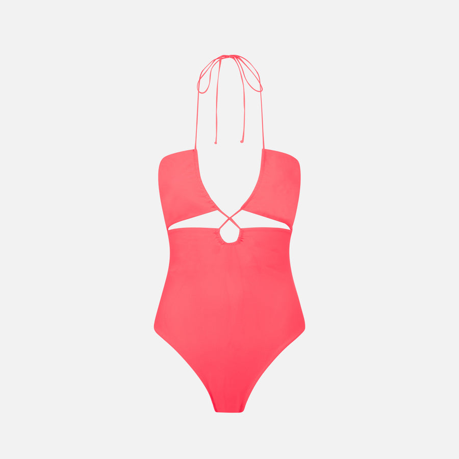 Mc2 Saint Barth Costume Intero Cut Out Rosso Fluo