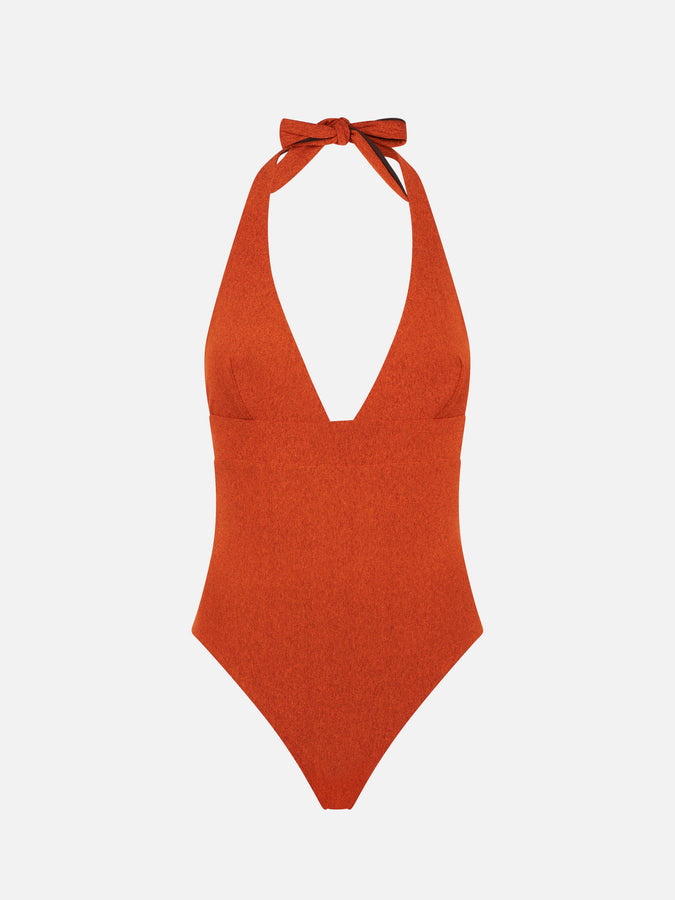 Mc2 Saint Barth Costume Intero In Lurex Arancione
