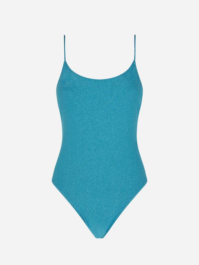 Mc2 Saint Barth Costume Intero In Lurex Azzurro