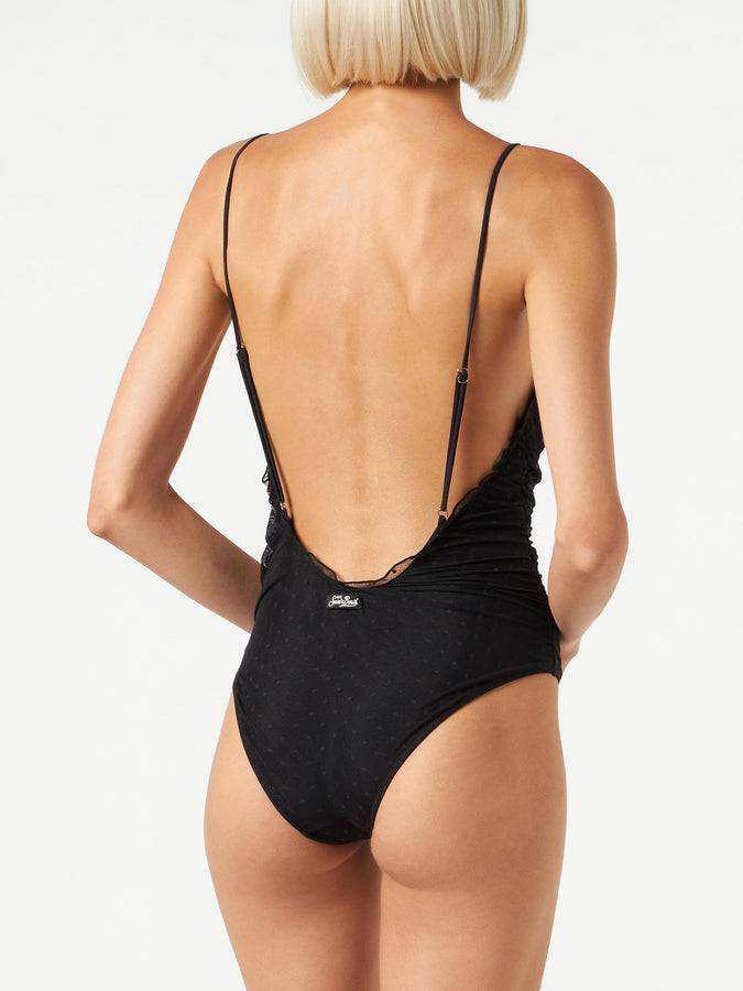Mc2 Saint Barth Costume Intero Nero Con Tulle
