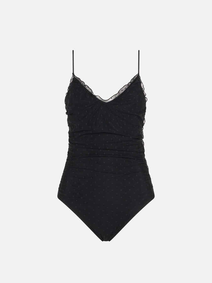 Mc2 Saint Barth Costume Intero Nero Con Tulle