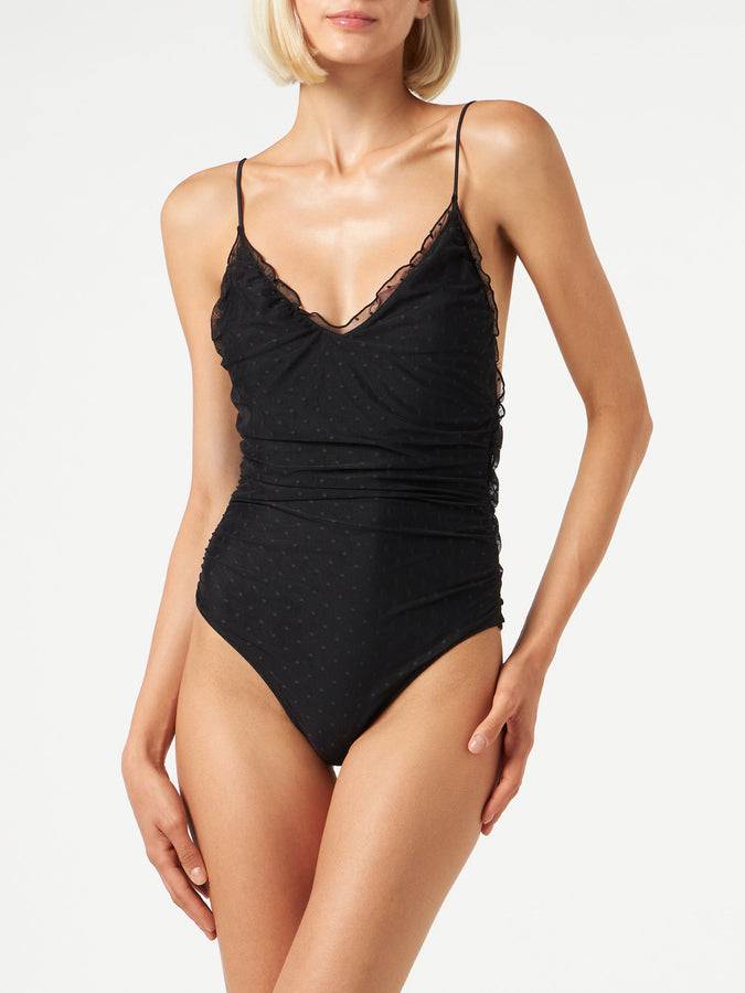 Mc2 Saint Barth Costume intero nero con tulle