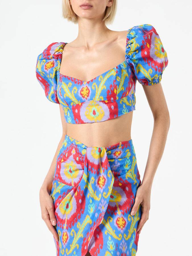 Mc2 Saint Barth Crop top con stampa ikat