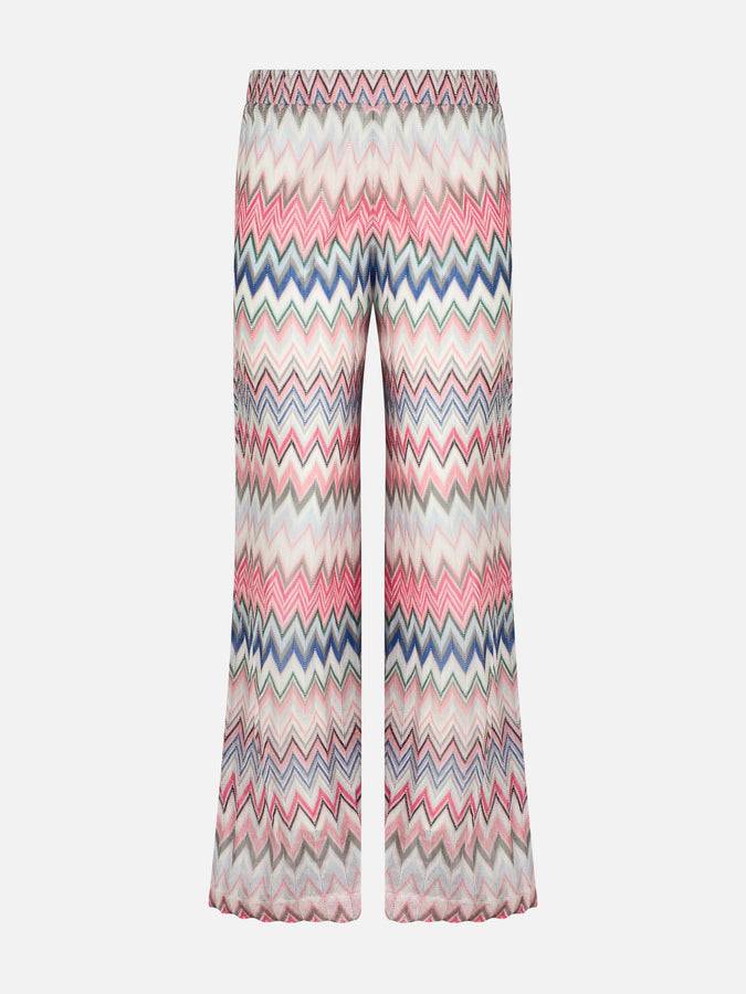 Mc2 Saint Barth Girl pink knitted palazzo pants