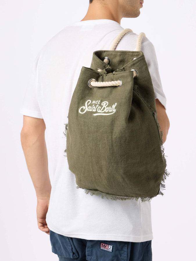 Mc2 Saint Barth Green Boat Linen Backpack