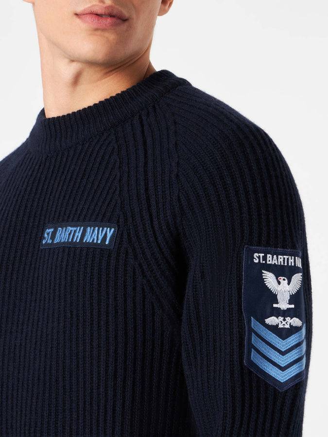 Mc2 Saint Barth Maglia Da Uomo Blu A Costine