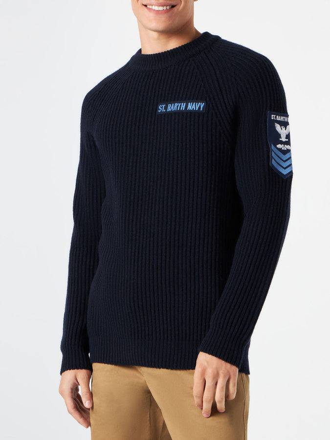 Mc2 Saint Barth Maglia da uomo blu a costine