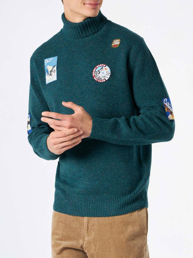 Mc2 Saint Barth Maglia Da Uomo Verde Collo Alto