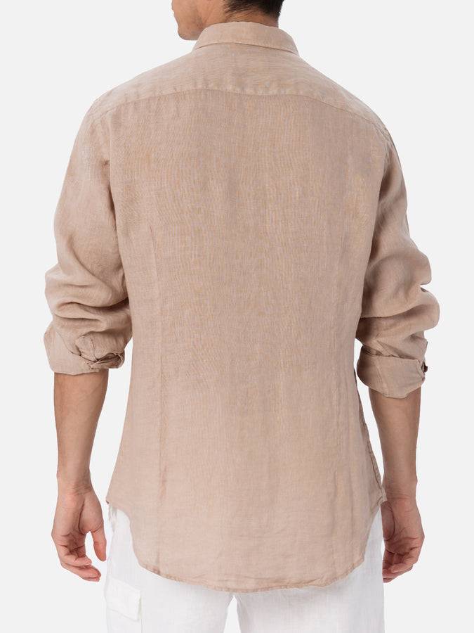Mc2 Saint Barth Man Beige Linen Shirt Pamplona