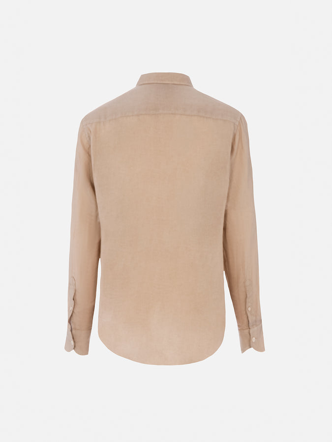 Mc2 Saint Barth Man Beige Linen Shirt Pamplona