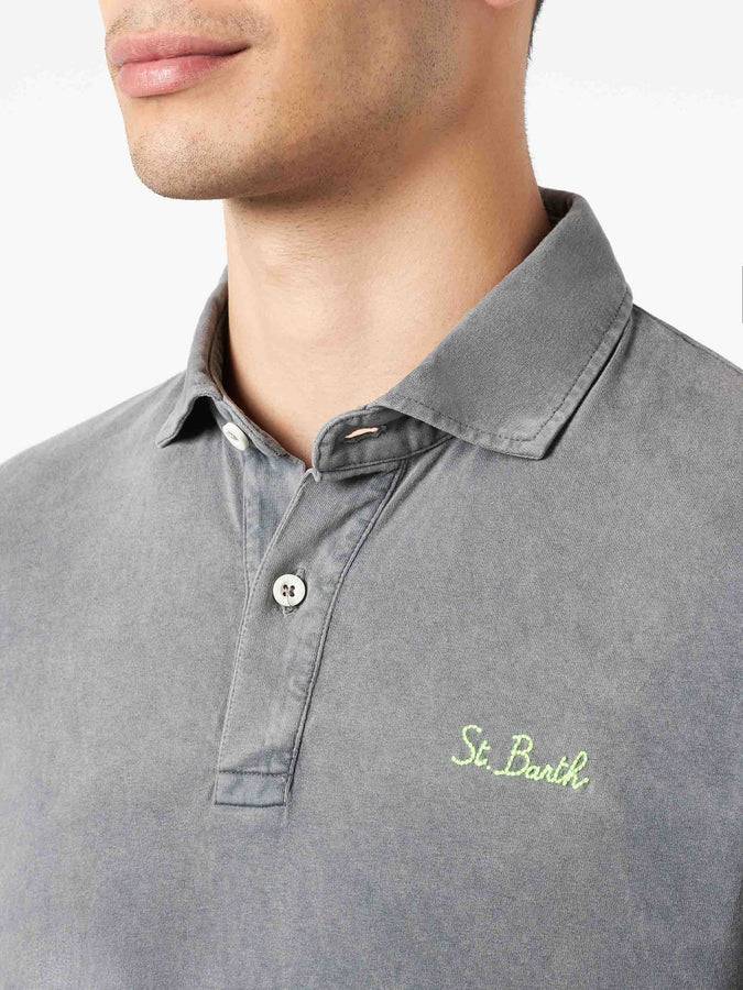 Mc2 Saint Barth Polo Da Uomo Grigia Con Ricamo