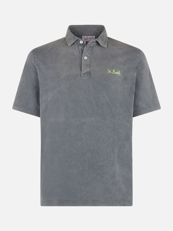 Mc2 Saint Barth Polo Da Uomo Grigia Con Ricamo