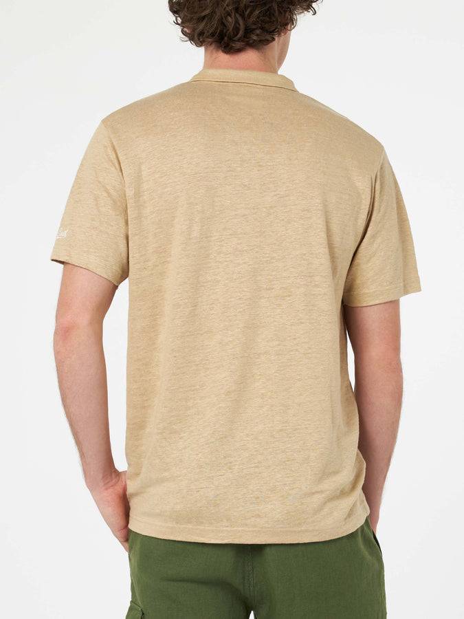 Mc2 Saint Barth Polo Da Uomo In Lino Beige Fraser