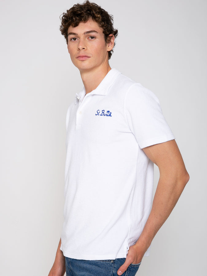 Mc2 Saint Barth Polo Da Uomo In Spugna Bianca