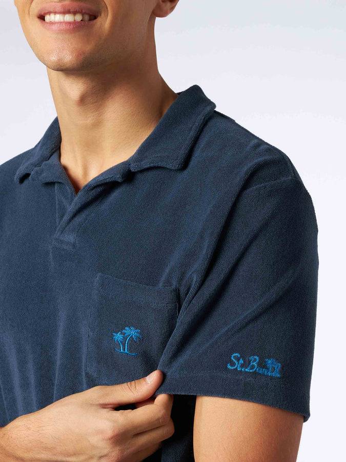 Mc2 Saint Barth Polo Da Uomo In Spugna Blu Navy