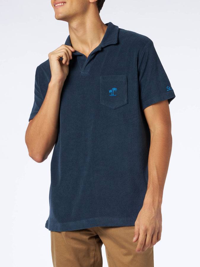 Mc2 Saint Barth Polo da uomo in spugna blu navy
