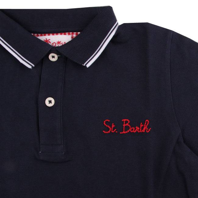 Mc2 Saint Barth Polo Piquet Da Bambino Blu Navy