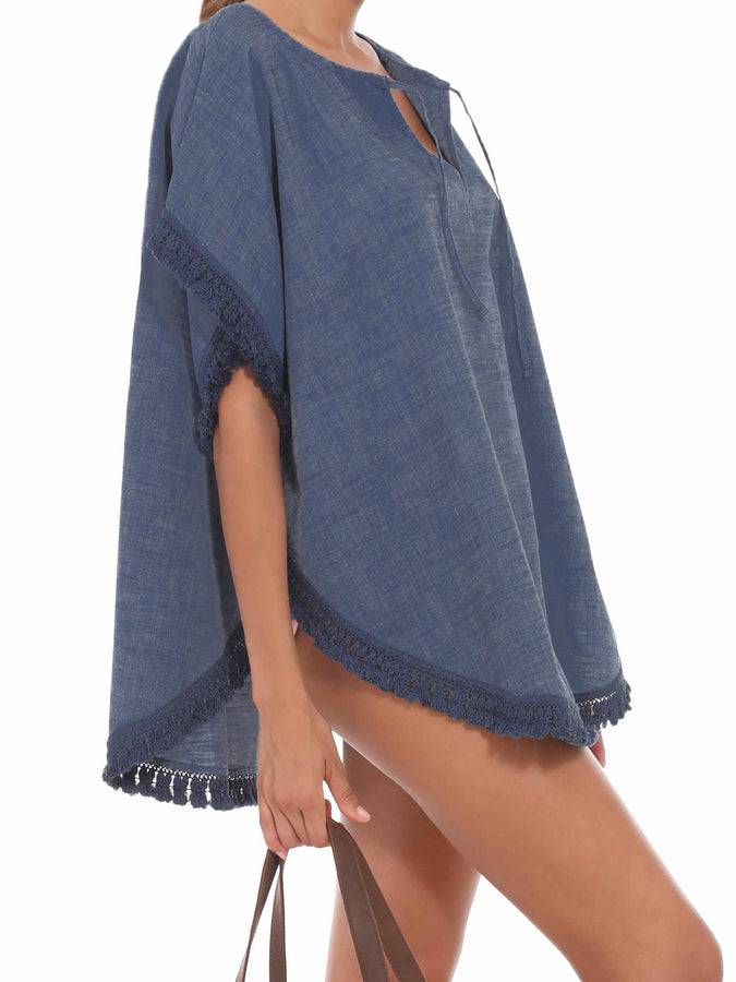 Mc2 Saint Barth Poncho Da Donna In Chambray