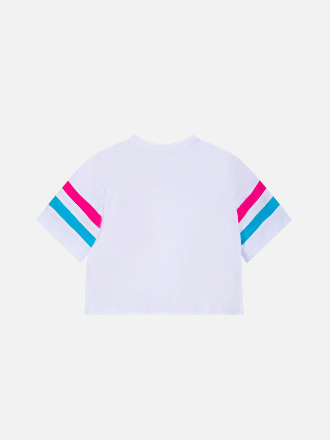 Mc2 Saint Barth T-shirt Crop Da Bambina In Cotone