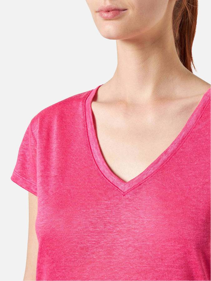 Mc2 Saint Barth T-shirt Da Donna In Lino Fucsia