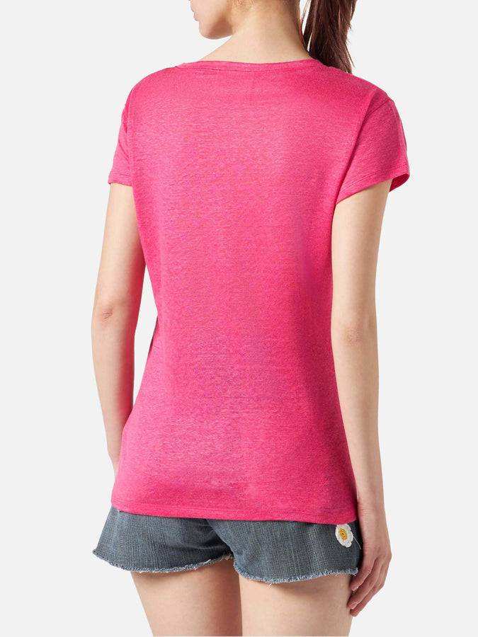 Mc2 Saint Barth T-shirt Da Donna In Lino Fucsia