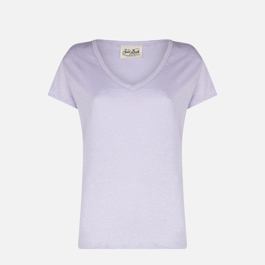 Mc2 Saint Barth T-shirt Da Donna In Lino Lilla