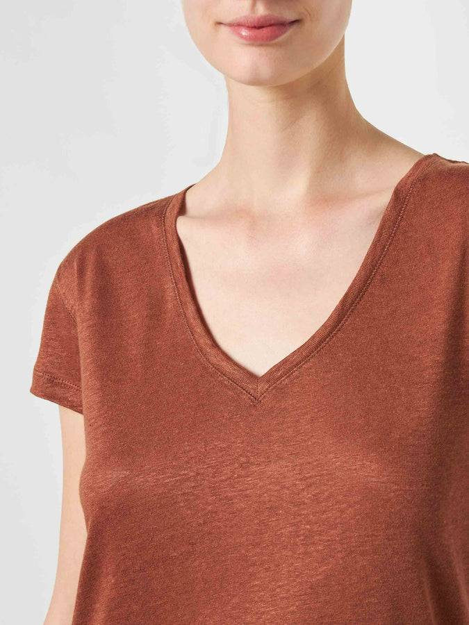 Mc2 Saint Barth T-shirt Da Donna In Lino Marrone