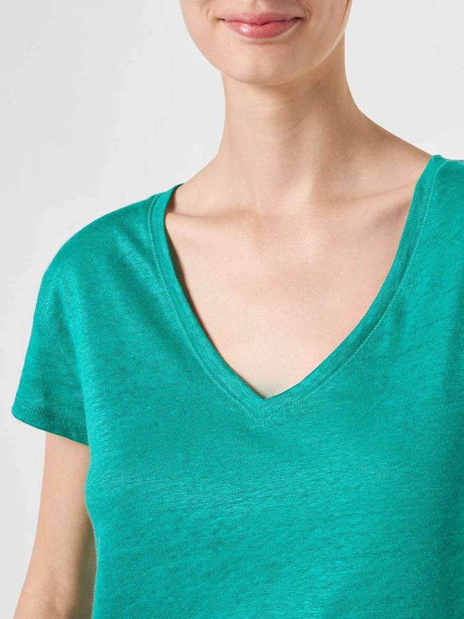 Mc2 Saint Barth T-shirt Da Donna In Lino Verde