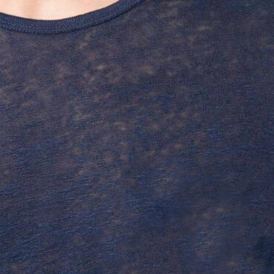 Mc2 Saint Barth T-Shirt Da Uomo In Lino Blu Navy